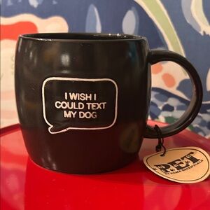 Home Essentials Black Ceramic Mug with Dog Text Design